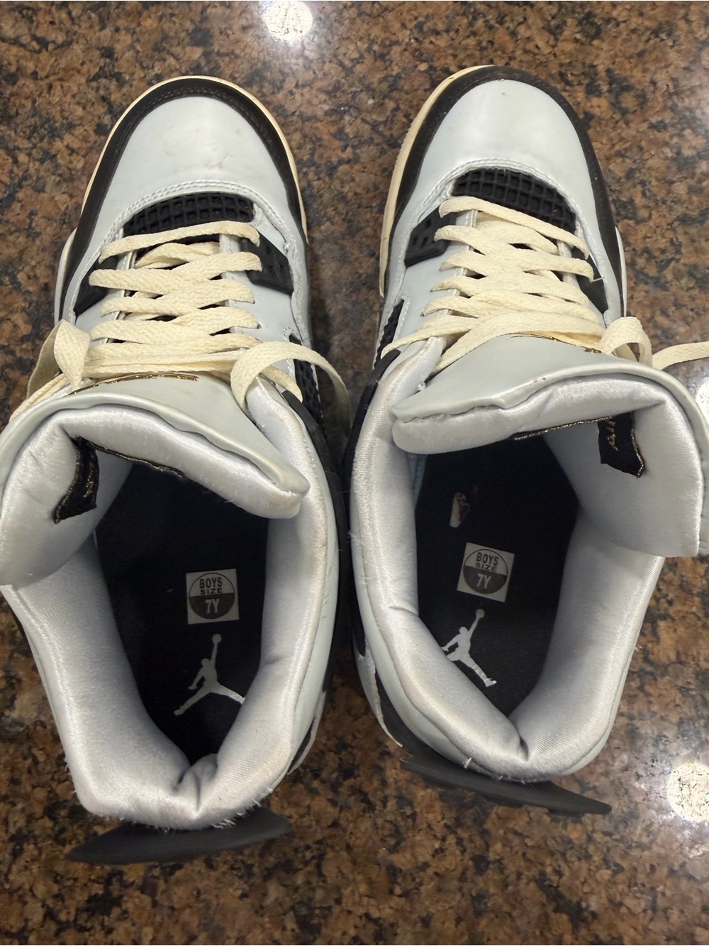 Jordan High-Top Sneakers in White, Black, Cream